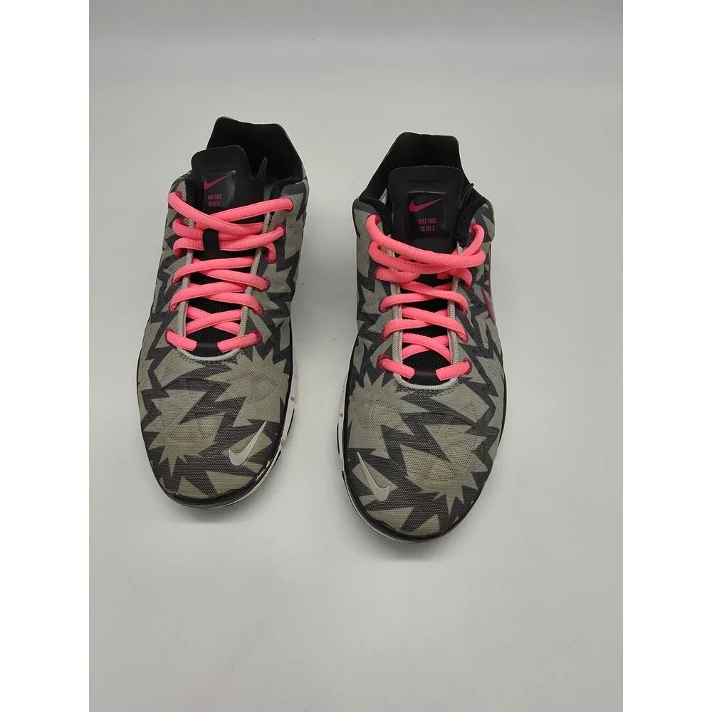 Nike Free TR Fit 3 Cross Training Shoes Sz 8 Gray Pink Geometric 555159-003